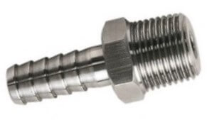 Europress stainless steel hose barb fitting for secure, durable hose connections in plumbing and industrial applications.