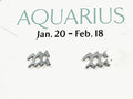 Sterling Silver Aquarius Zodiac Stud Earrings