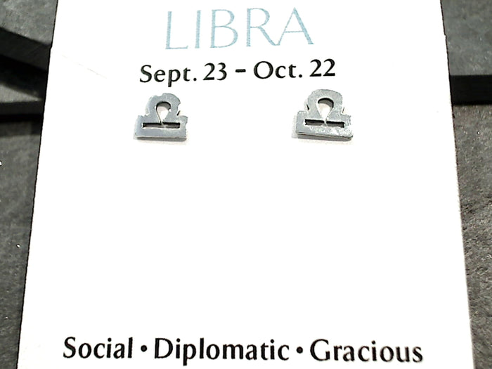 Sterling Silver Libra Zodiac Stud Earrings