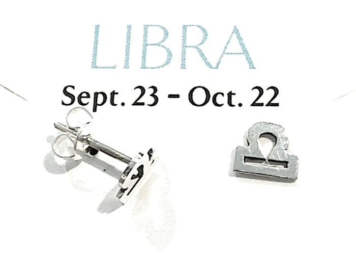 Sterling Silver Libra Zodiac Stud Earrings
