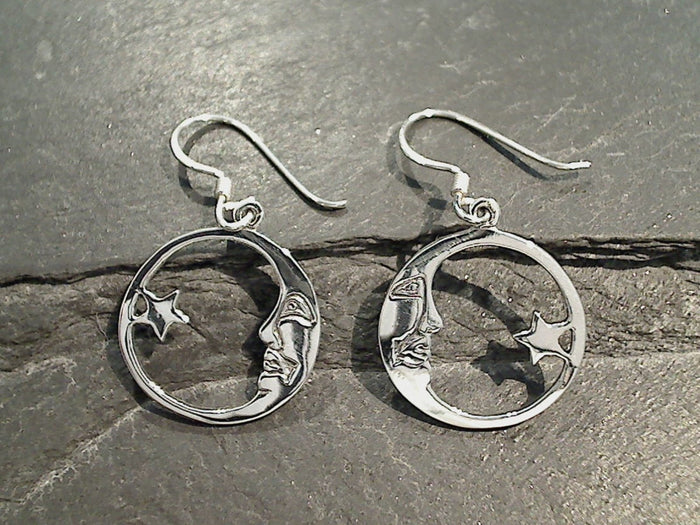 Sterling Silver Moon And Star Earrings