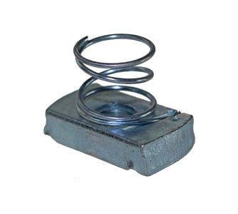Metal spring on a rectangular base with a white background