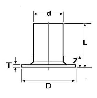 Technical drawing of a cylindrical component with labeled dimensions
