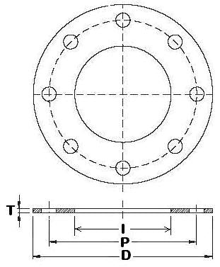 Technical drawing of a circular component with dimensions labeled