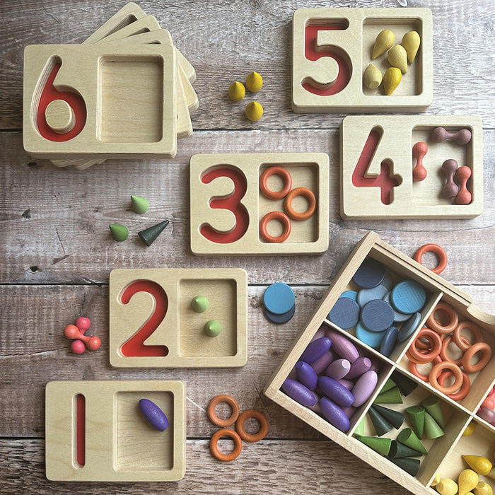 Using Tactile Wooden Number Trays 1–9 with Everyday Objects
