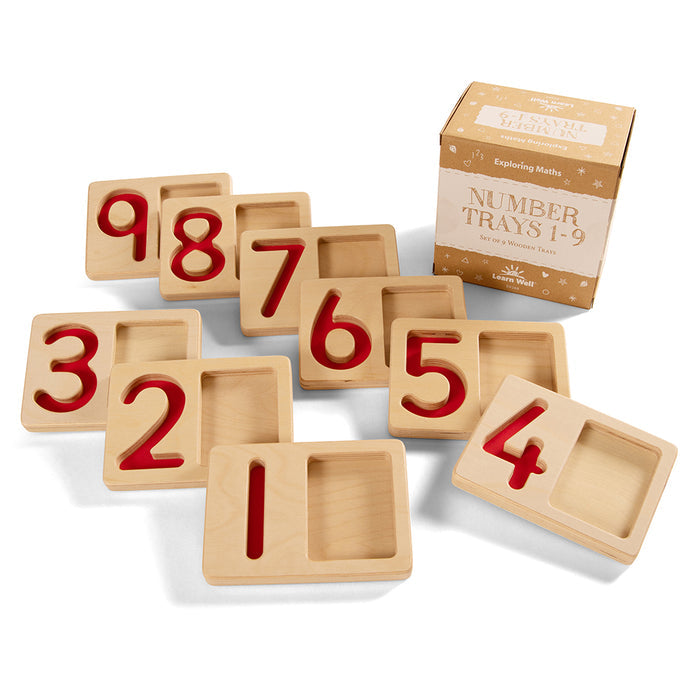 Tactile Wooden Number Trays 1–9 | Eco-Friendly Counting & Tracing Set