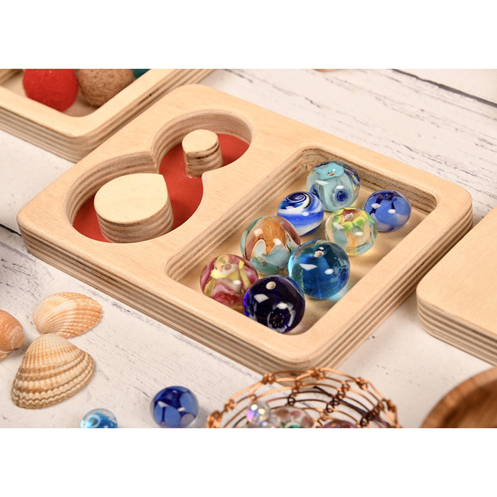 Close-up of Number 8 Tray with Marbles
