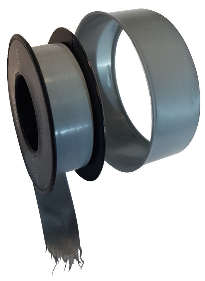 Two rolls of black tape on a white background