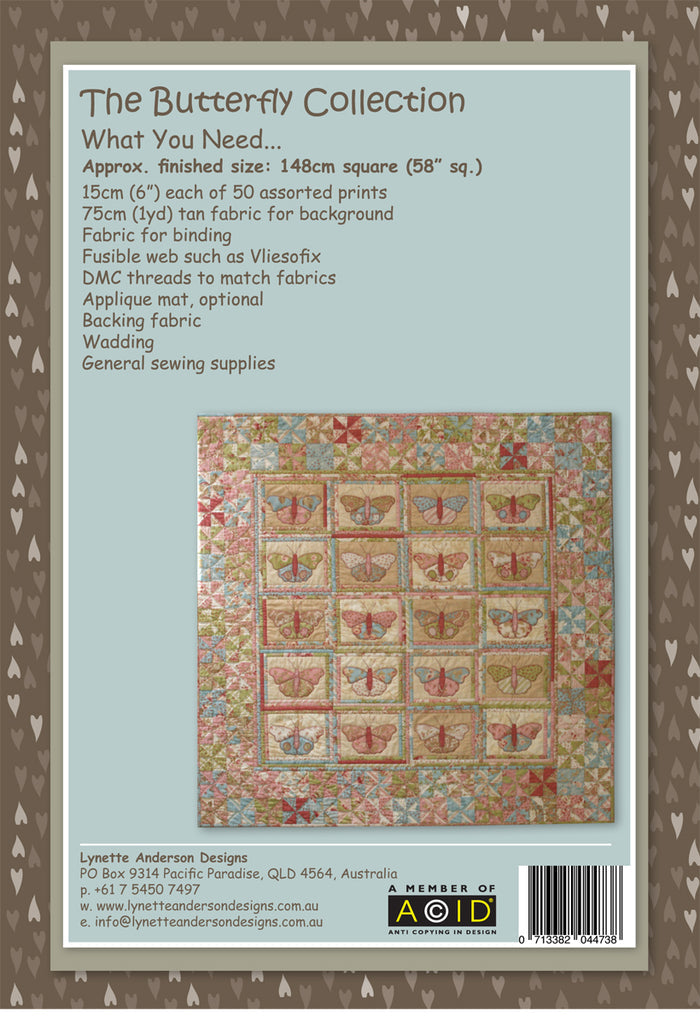 The Butterfly Collection by Lynette Anderson Pattern Back