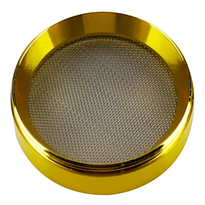 Premium aluminum alloy metallic gold herb grinder with fine mesh sieve