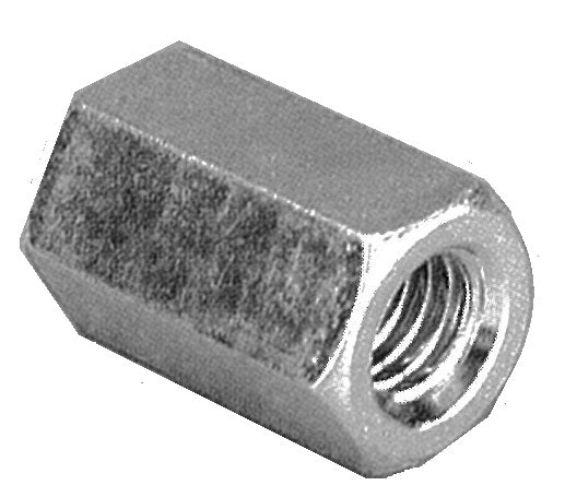 Zinc-plated threaded rod joiner from Airenergy Dev with M8 threading for secure connection in construction and DIY projects.