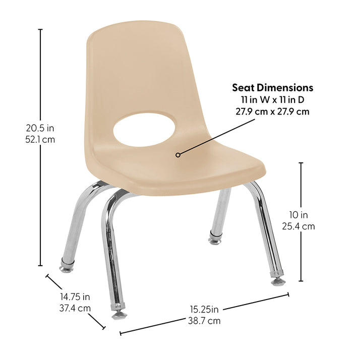 Beige chair with measurements on a white background