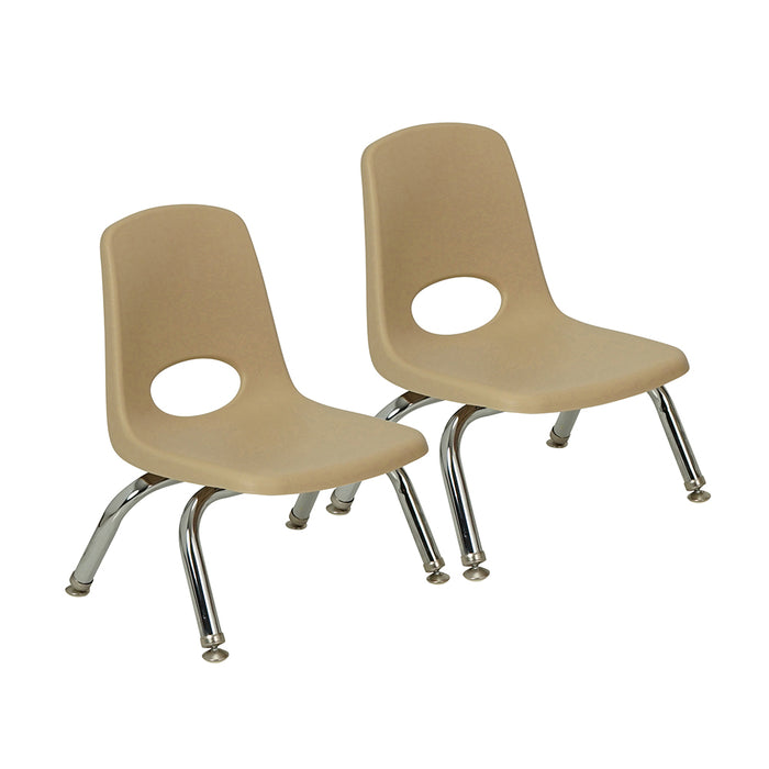 Two beige chairs with chrome legs on a white background