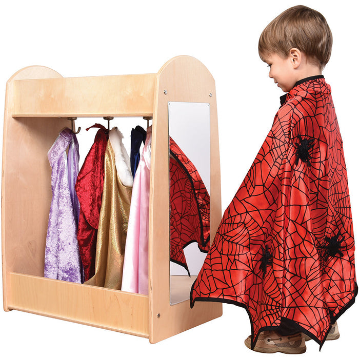 Toddler Hardwood Dress-Up Center with Mirror, Hooks & Storage Shelves | Pretend Play Closet