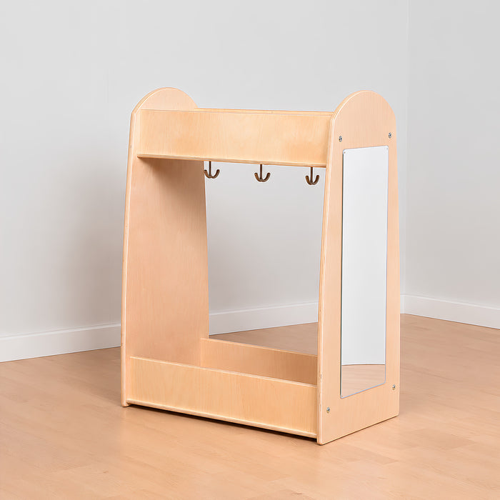 Toddler Hardwood Dress-Up Center with Mirror, Hooks & Storage Shelves | Pretend Play Closet