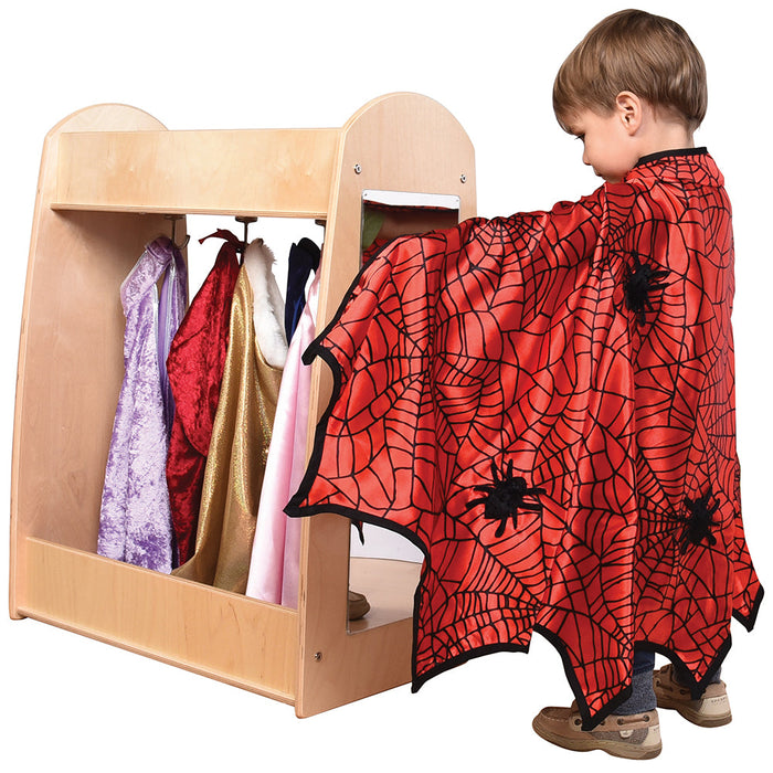 Toddler Hardwood Dress-Up Center with Mirror, Hooks & Storage Shelves | Pretend Play Closet
