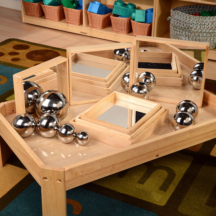 Working with Mirrors on Toddler Manipulative Table