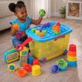 Toddler Toy Trolley | Rolling Wagon with Shape Sorter, Blocks, and Interactive Play Toys
