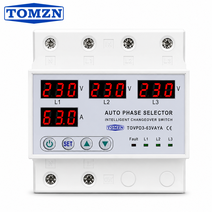 63A auto phase selector intelligent 3 phase automatic changeover switch