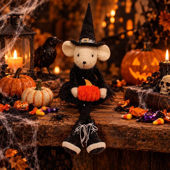 trendy witch dangle legs mouse figurine