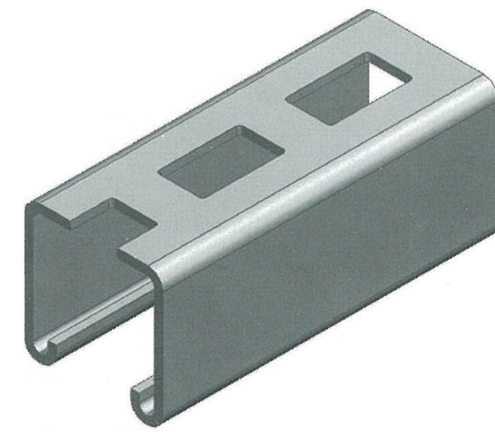 Metallic bracket with rectangular slots on a white background