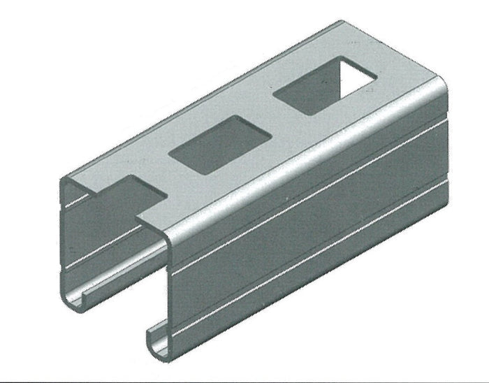 Universal zinc-coated steel strut by Airenergy Dev, 41x41x6m, 2.5 gauge, used for structural support and framing.