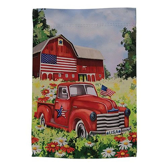 usa truck and barn garden flag