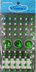 Vivamerica Self-Adhesive Green & White Gems And Pearls Embellishments - SCRAPBOOKFARE