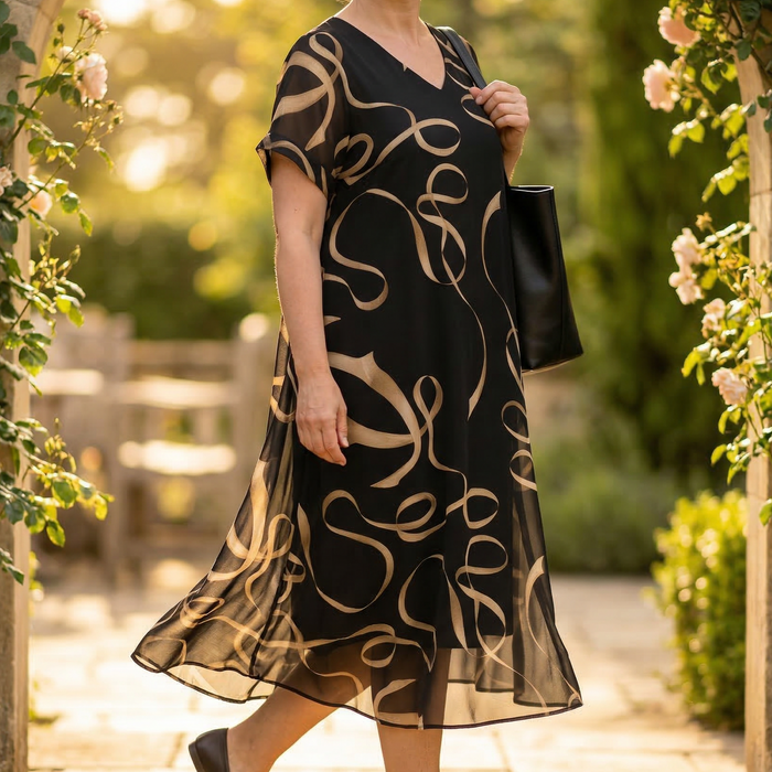 Vivara – Flowing Chiffon Midi Dress for Women