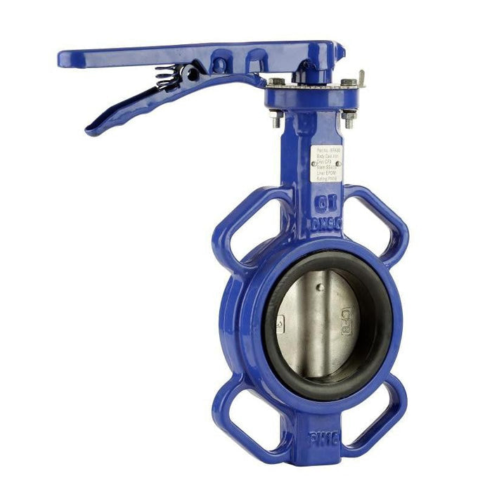 Blue butterfly valve on a white background