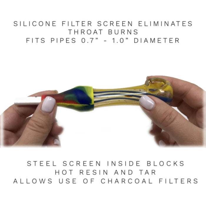 Glass pipe smoking filter adapter for hot resin protection