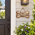 welcome will do tricks for treats dog bone plaque
