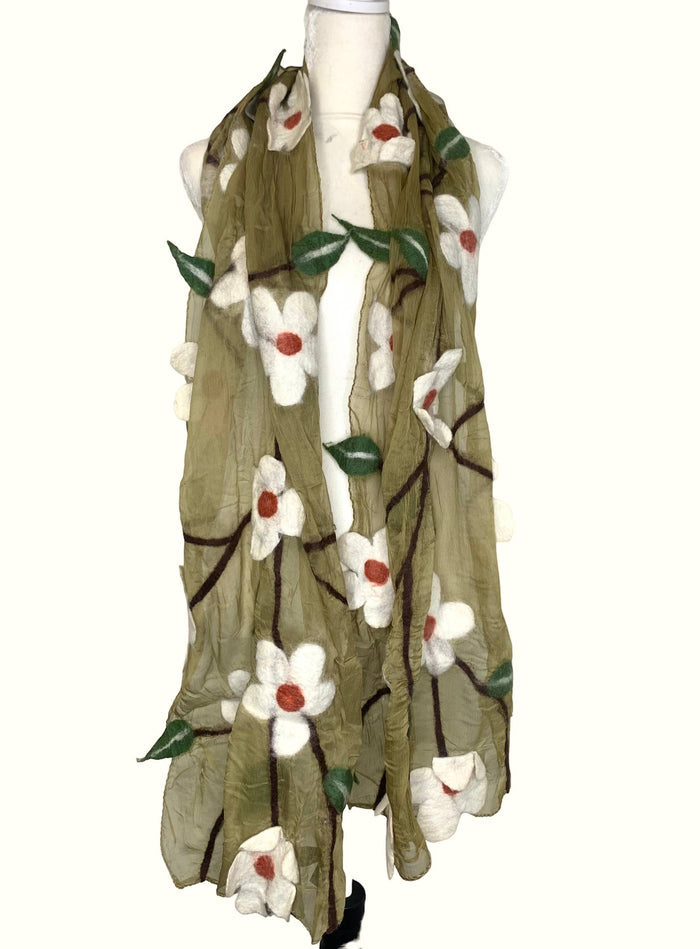 White Flower Blossom Scarf