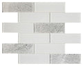 White Metallic 2x6 Glass Mosaic Tile 12x12 Sheet