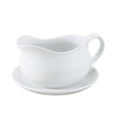 White Porcelain Gravy Boat With Saucer on a white background at Addison West