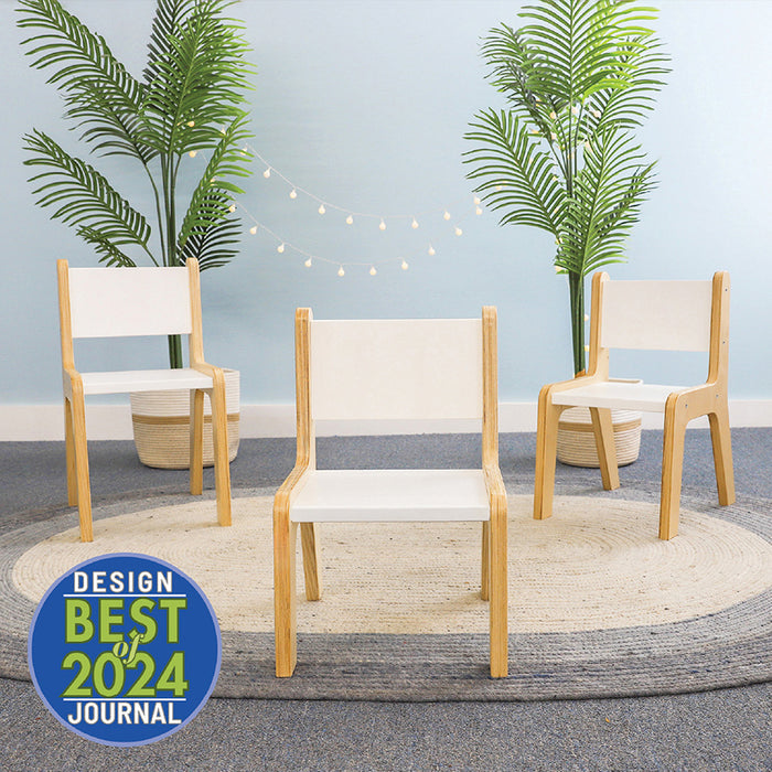 Whitney Plus 10" White Modern Birch Chairs in Classroom setting