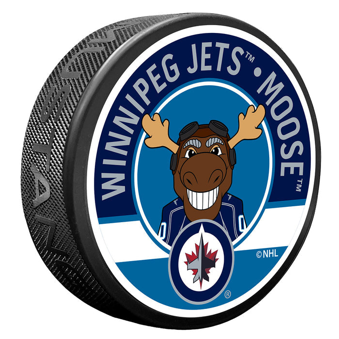 Winnipeg Jets Moose Mascot Textured Puck