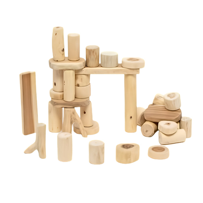 Wooden Tree Blocks | 36-Piece Set | Eco-Friendly Building Blocks