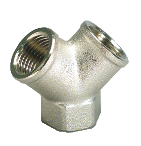 Metal pipe fitting on a white background