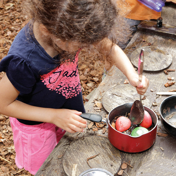 Mud Kitchen Fun with Fruit Stones
