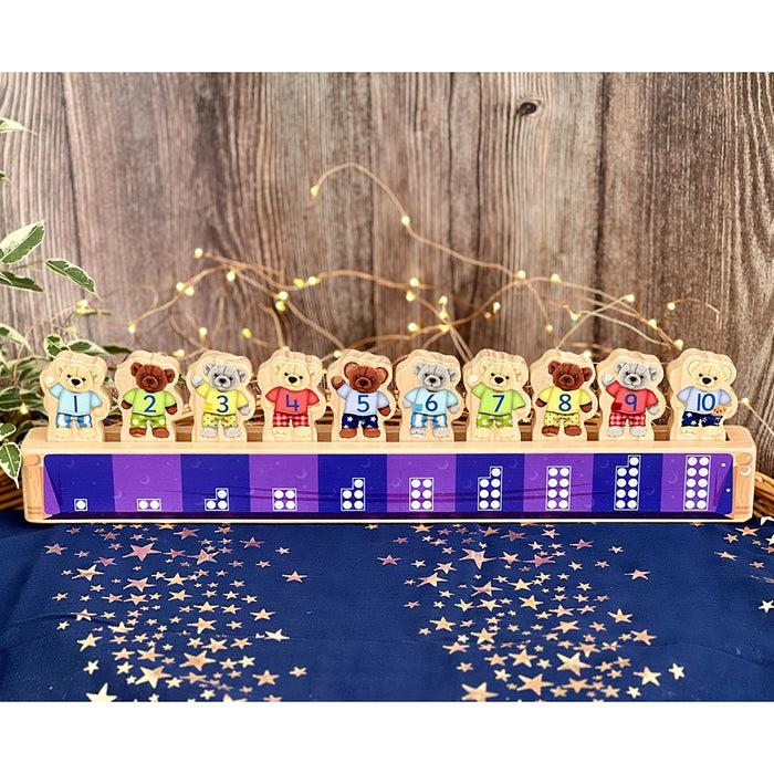 Ten in a Bed: Wooden Stacking Toy for Learning Numbers 1-10