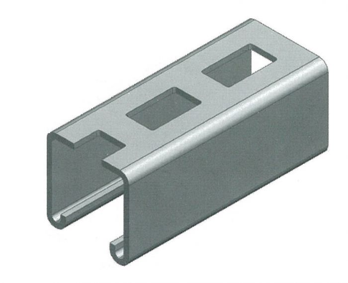 Metallic bracket with cut-out sections on a white background